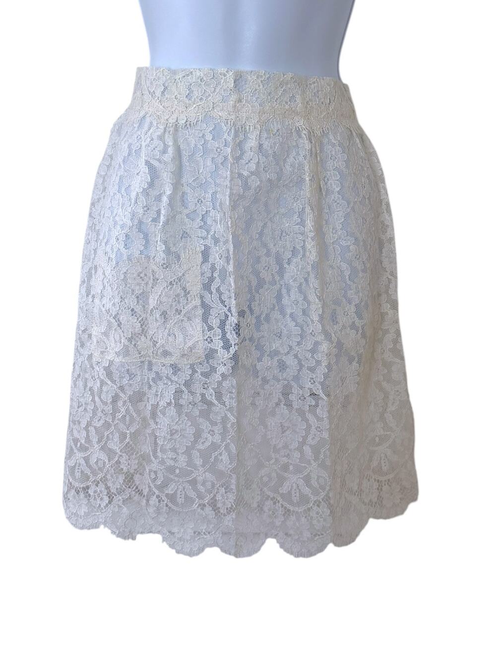 Handmade Cream Ivory Lace Apron Women’s OS Cottagecore Coquette Pocket Tie Close
